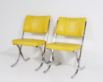 Yellow Vinyl & Chrome Chair, 1970s