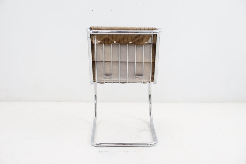 Chrome & Velvet Cantilever Chair, 1980s