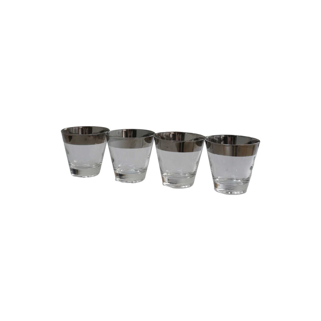 Rimed Rocks Set of 4 Silver Rimmed Rocks Glasses - Etsy