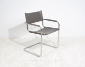 Gray Leather Cantilever Chair