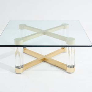 Lucite & Brass Coffee Table, 1980s