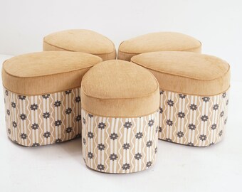 Upholstered Petal Ottomans, 1970s