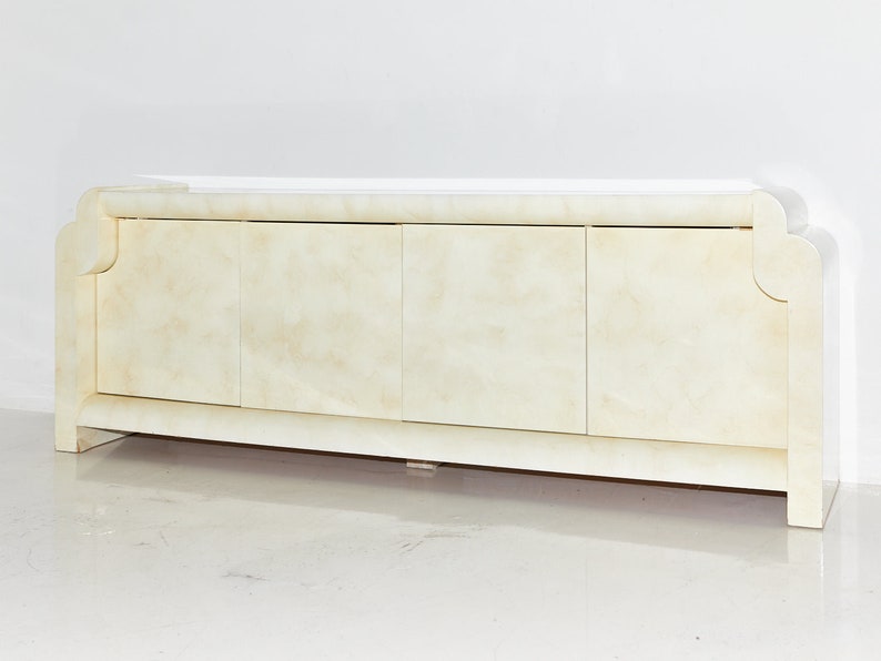 Faux Goat Skin Lacquered Credenza, 1970s