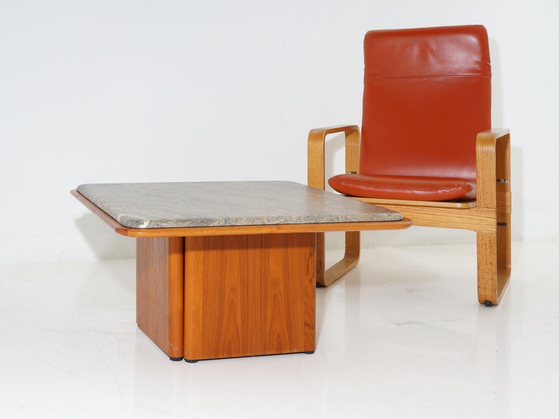 Marble & Teak Coffee Table, 1960s