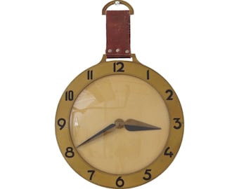 Midcentury Leather Wall Clock