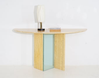 Stone Demilune Console Table, 1980s