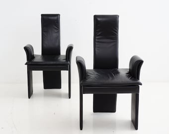 Postmodern Black Leather Chair, 1980s