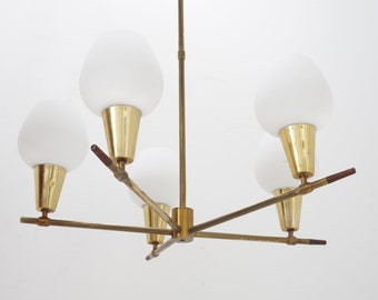 Italian Brass & Glass Chandelier, 1960s