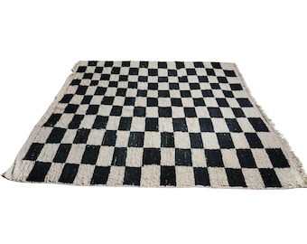 Black and White Checker Wool Rug