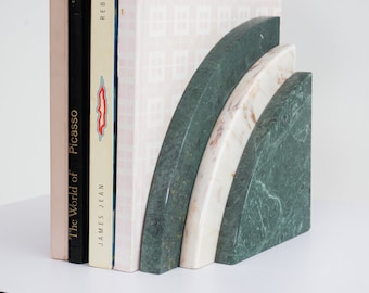 Green & White Marble Bookend, 1970s