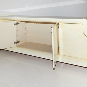 Faux Goat Skin Lacquered Credenza, 1970s