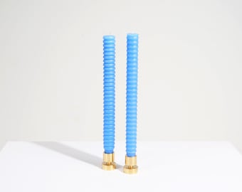 Blue Ribbed Candles