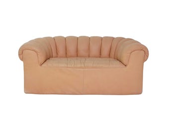 Leather Channel Back Loveseat