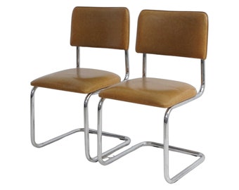 Pair of Chrome & Vinyl Cantilever Chairs, 1970s