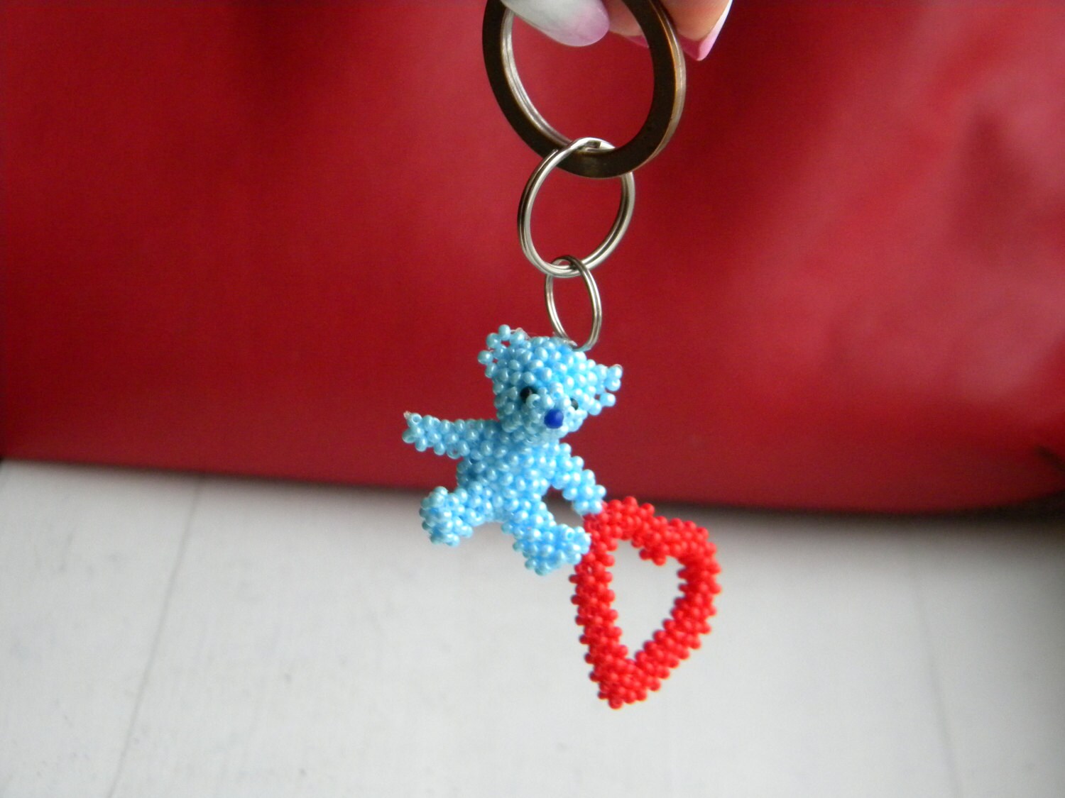 Custom keychain Beaded Teddy Keychain. Beaded custom bear Etsy