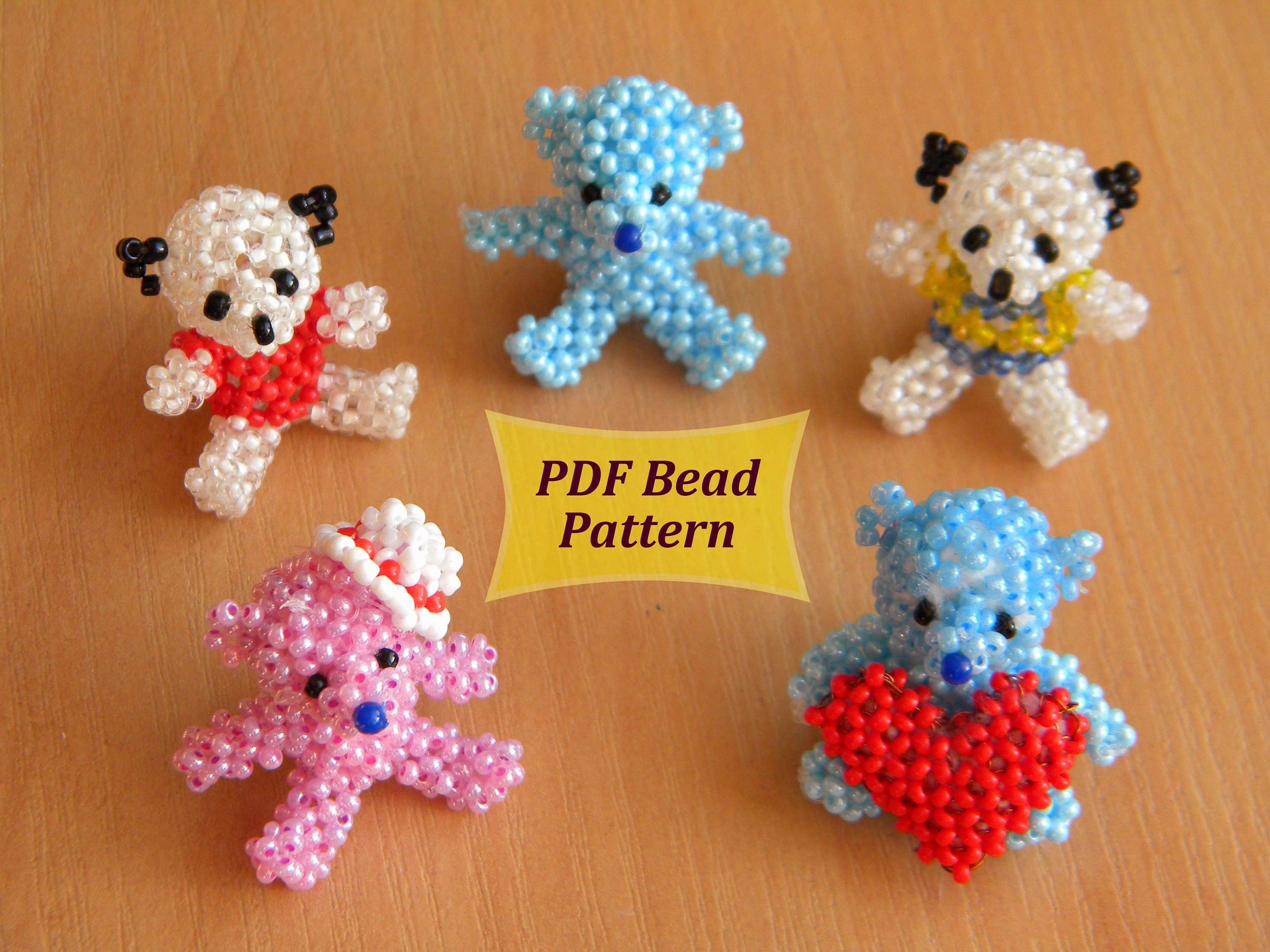 Animal pattern pdf Beaded bear pdf beaded teddy pdf beaded Etsy