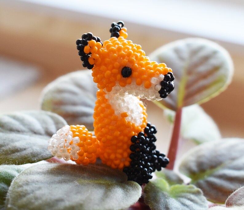 Beaded animals beaded keychain bead animals beaded fox Etsy