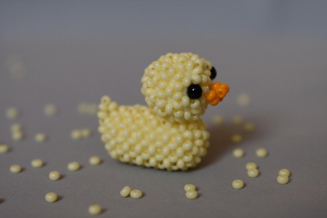 Beaded Duck Beaded Yellow Duck Beaded Toy Beaded Keychains Etsy