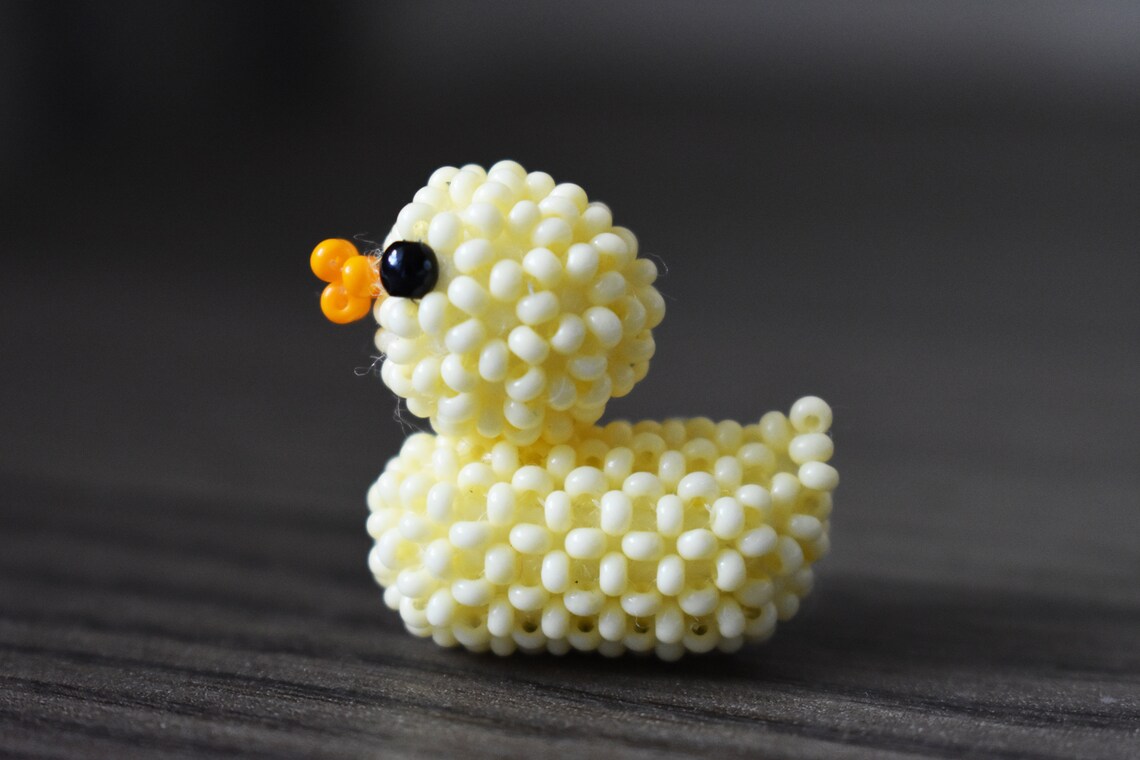 Beaded Duck Beaded Yellow Duck Beaded Toy Beaded Keychains Etsy