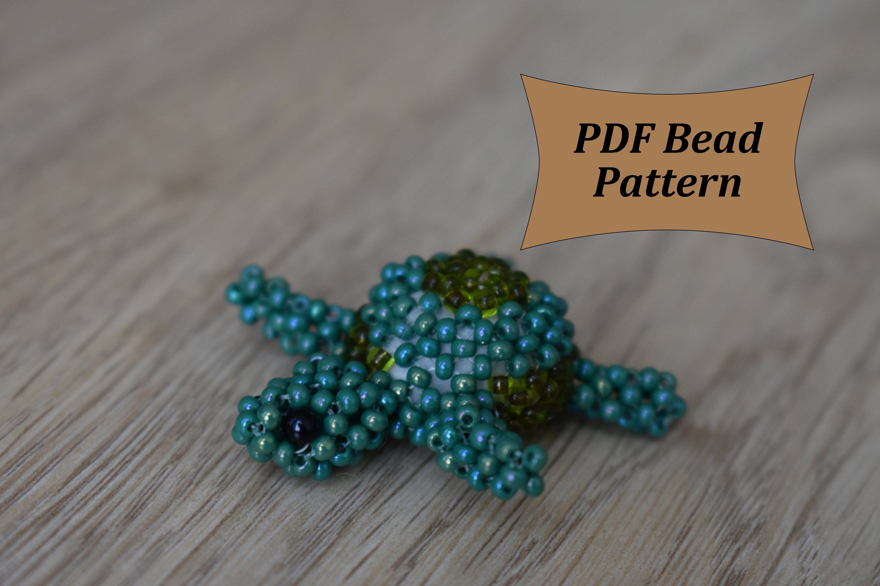 Beading pattern turtle. Easy beading tutorial. How to make Etsy