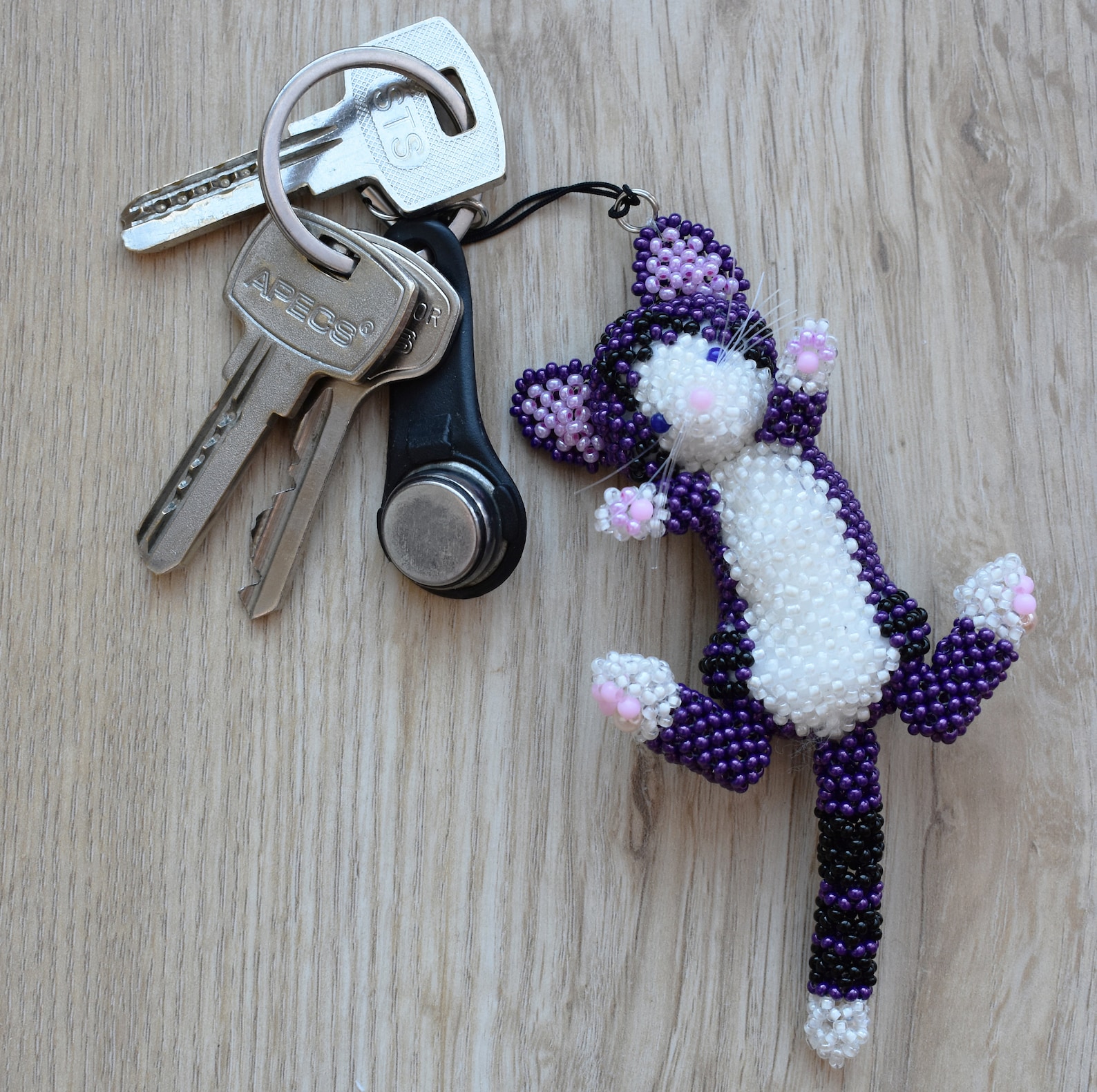 Custom cats 3d bead animals Beaded keychains Beaded cat Etsy