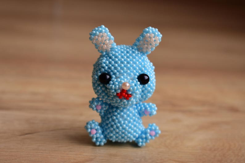 Custom Keychains 3d Beaded Animal Rabbit Keychains Rabbit Etsy