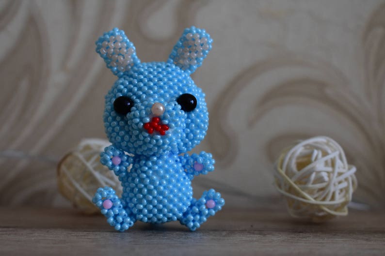 Custom Keychains 3d Beaded Animal Rabbit Keychains Rabbit Etsy
