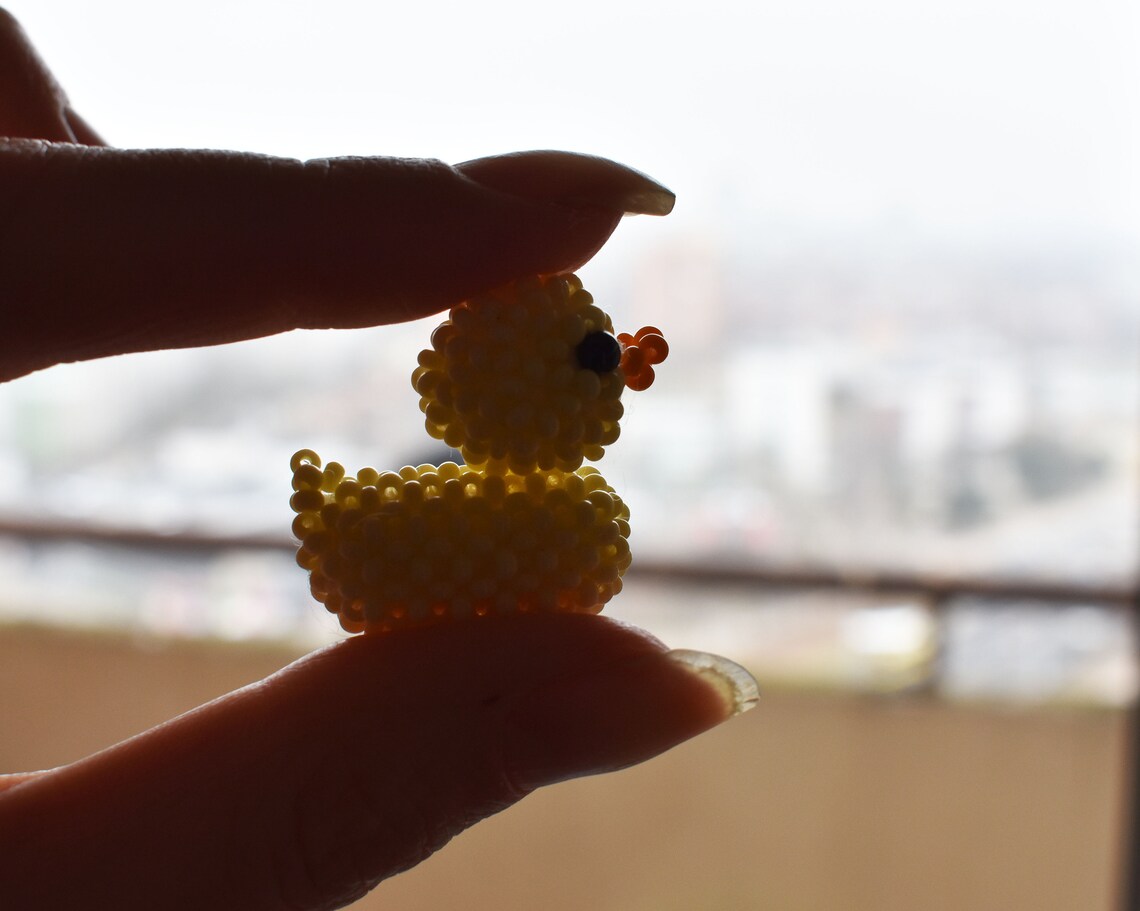 Beaded Duck Beaded Yellow Duck Beaded Toy Beaded Keychains Etsy