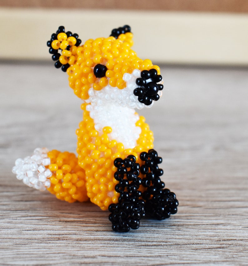 Beaded animals beaded keychain bead animals beaded fox Etsy