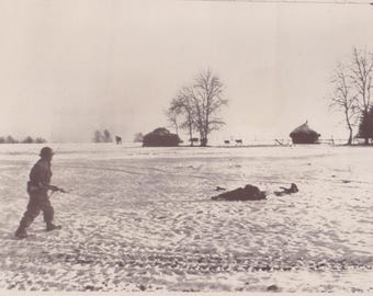 Robert Capa press photo, battle of Bulge, WWII press photo, vintage iconic photograph,, gelatin silver print, rare  wirephoto, art