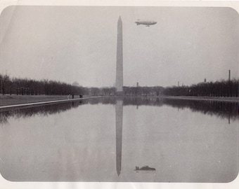 1928 Vintage original photo, dirigible over Washington Monument, architectural photo,  vintage photo, press photo wall art, unique find