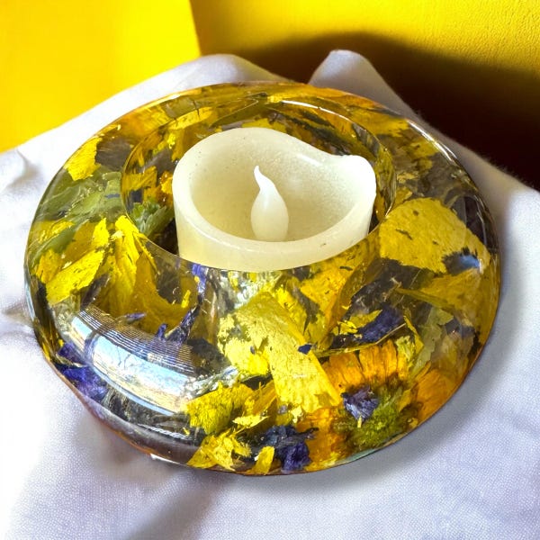 Preserved Flower Candle Holder: Custom Funeral Bouquet Petals, Sympathy Gift