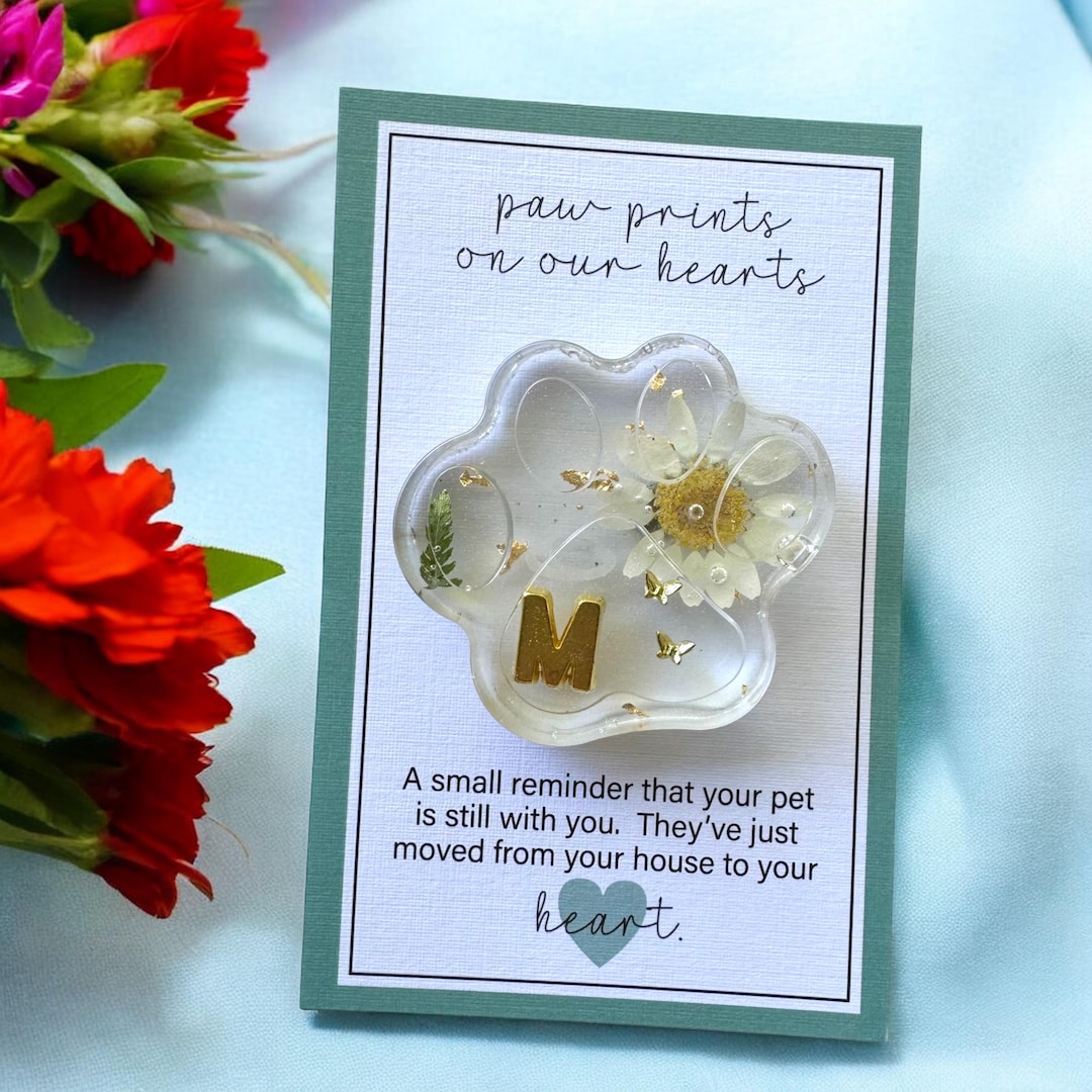 Custom Dog Memorial Magnet, Pressed Flower Paw Print, Pet Loss Gift - Etsy