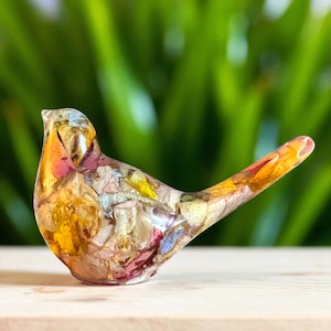 Custom Floral Resin Bird Memorial Decoration: Funeral Flower Keepsake, Decorative Cardinal Memento