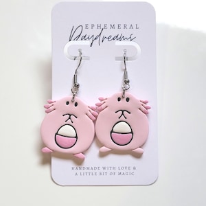 Pink Chance egg Pocket monster Retro Nostalgia Handmade Polymer Clay Earrings