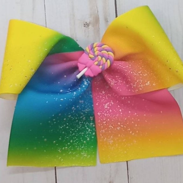 Rainbow ombre bow, small,cheer bow,candy bow, sparkle bow, cute, trendy bow,ombre bow