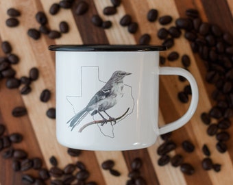 Texas State Bird Camping Mug Gardening Gift for Mom Gift for Dad Bird Lover Gift Ideas Bird Mug Unique Coffee Mug Mockingbird State Bird Mug