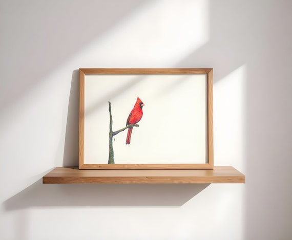 Bird Wall Art for Living Room Gallery Nursery Art Red Bird Print Cardinal Art