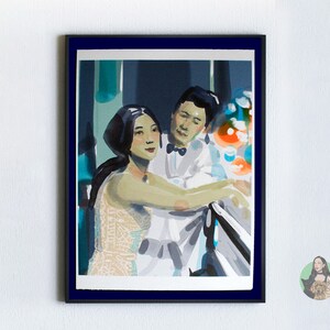 At the party, romantic art print, love wall art, couple art, couple illustration, Valentine&#39;s Day gift for her