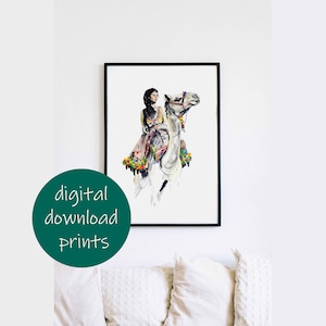 Illustration Camel rider | Digital download | Poster Art | Wall art | Home décor | Art Print Collection | Printable Digital Downloads |