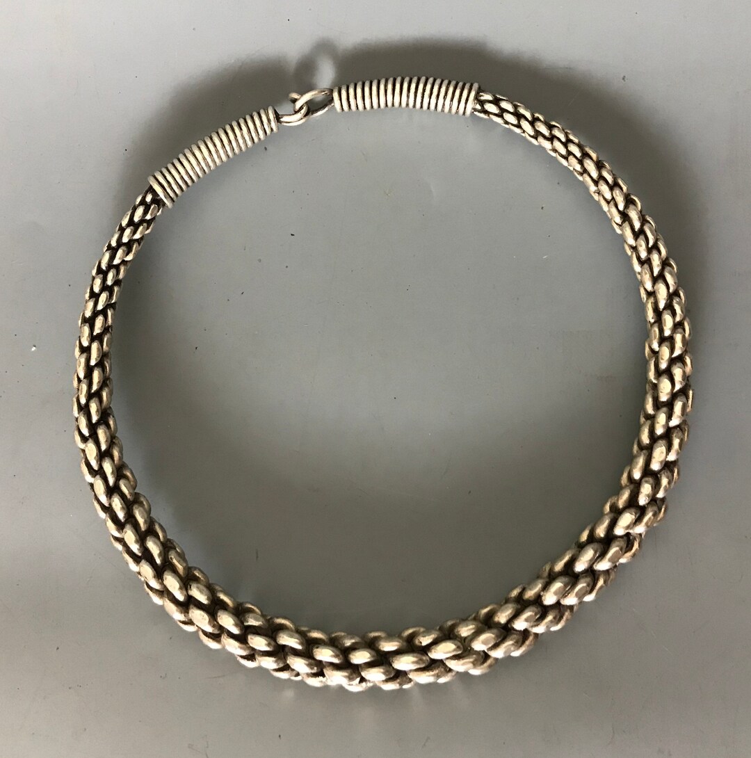 Vintage Hmong Chinese Asian Hill Tribe Heavy Silver Metal Torc Necklace ...