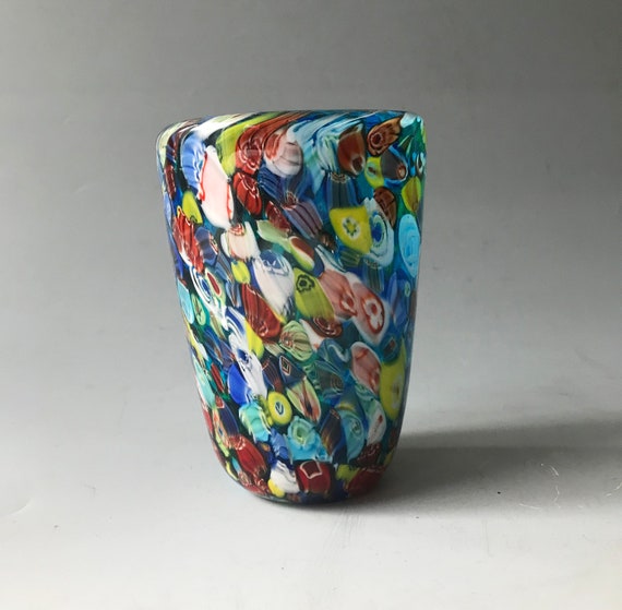 美しく魅力的なマルチカラーのムラーノ花瓶、ヴィンテージ装飾アート