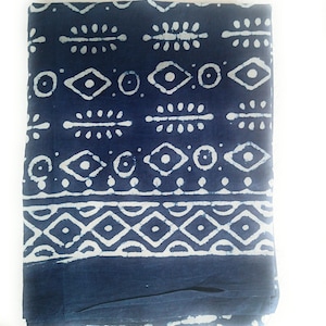 Hand crafted  large Indian hand block print Cotton Sarong Scarf Shawl Beach wrap Indigo