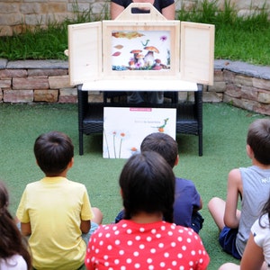 Handmade wooden theater. Kamishibai. With Japanese Shadow Theater for Puppets. image 6