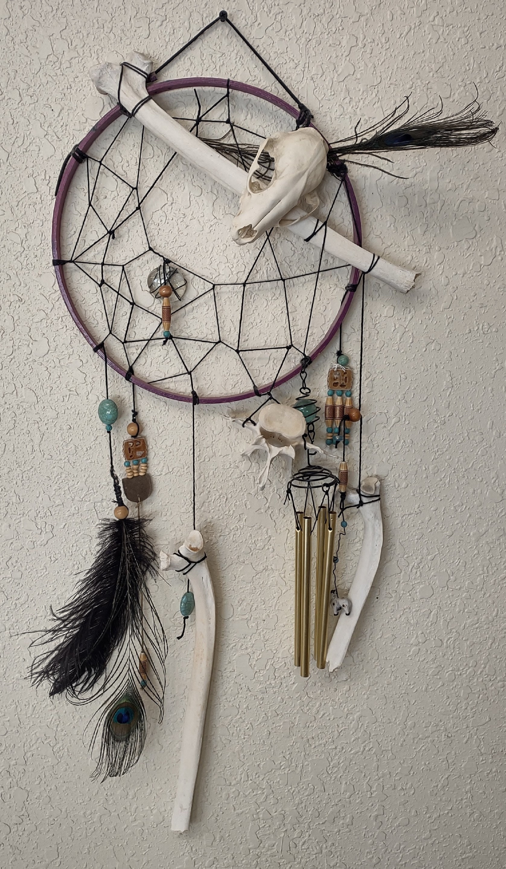 Skull/bone Dream-catcher/chime With Feathers Ceremonial Piece