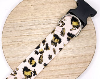 Dog Collar/ Cheetah Print Dog Collar/ Gold Blush Dog Collar/ Animal Print Dog Collar/ Metallic Dog Collar/ Fabric Dog Collar