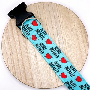 Dog Collar/ Heart Breaker Dog Collar/ Valentines Dog Collar/ Love Dog Collar/ Fabric Dog Collar