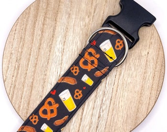 Dog Collar. Oktoberfest Dog Collar. Beer Dog Collar. German Dog Collar. Pretzels Dog Collar. Fabric Dog Collar