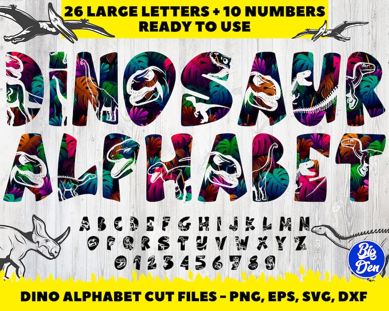 dinosaur alphabet svg dinosaur font dino abc dinosaur cut