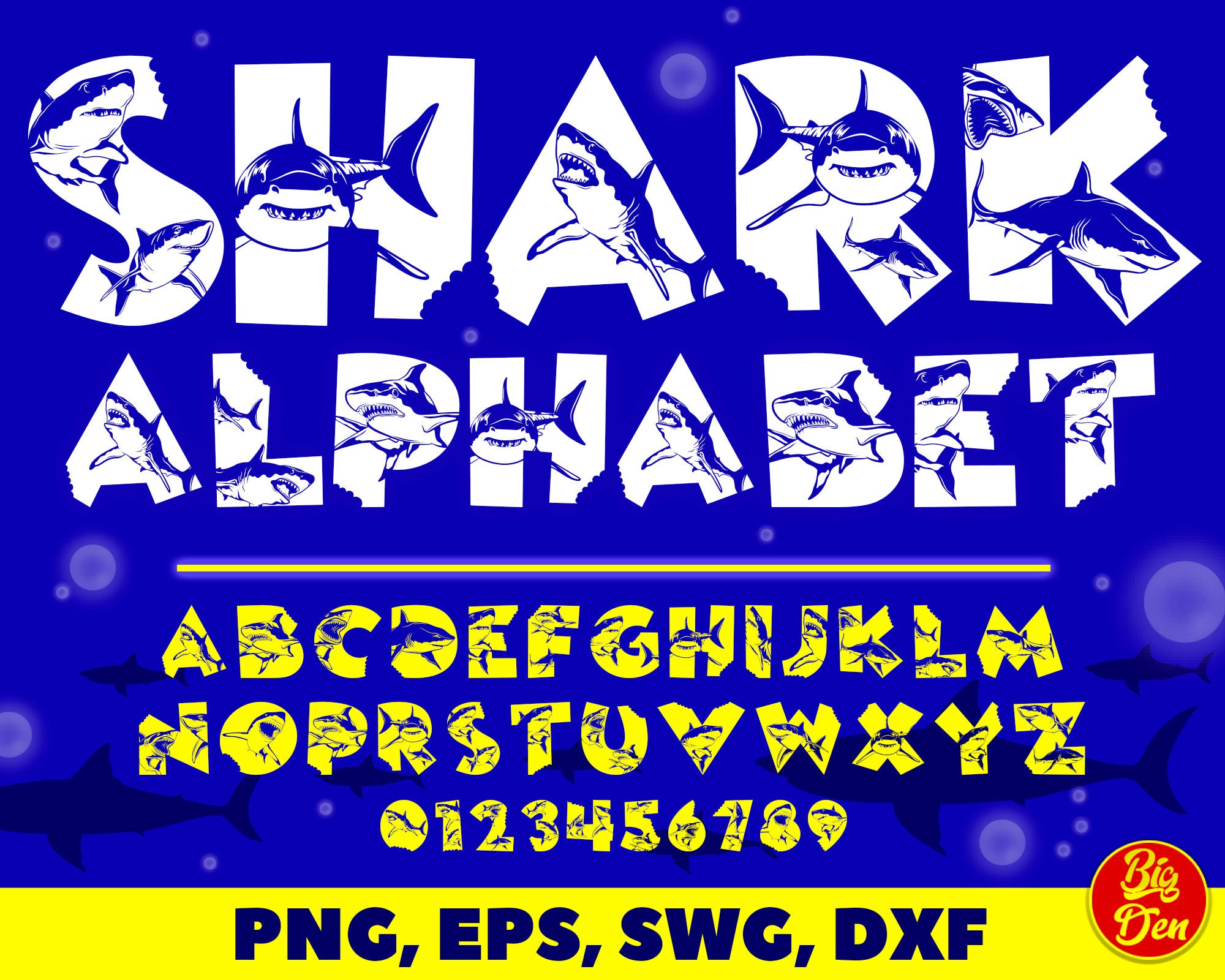 Shark Alphabet SVG Shark Font Shark ABC Art Shark Cut Etsy Ireland